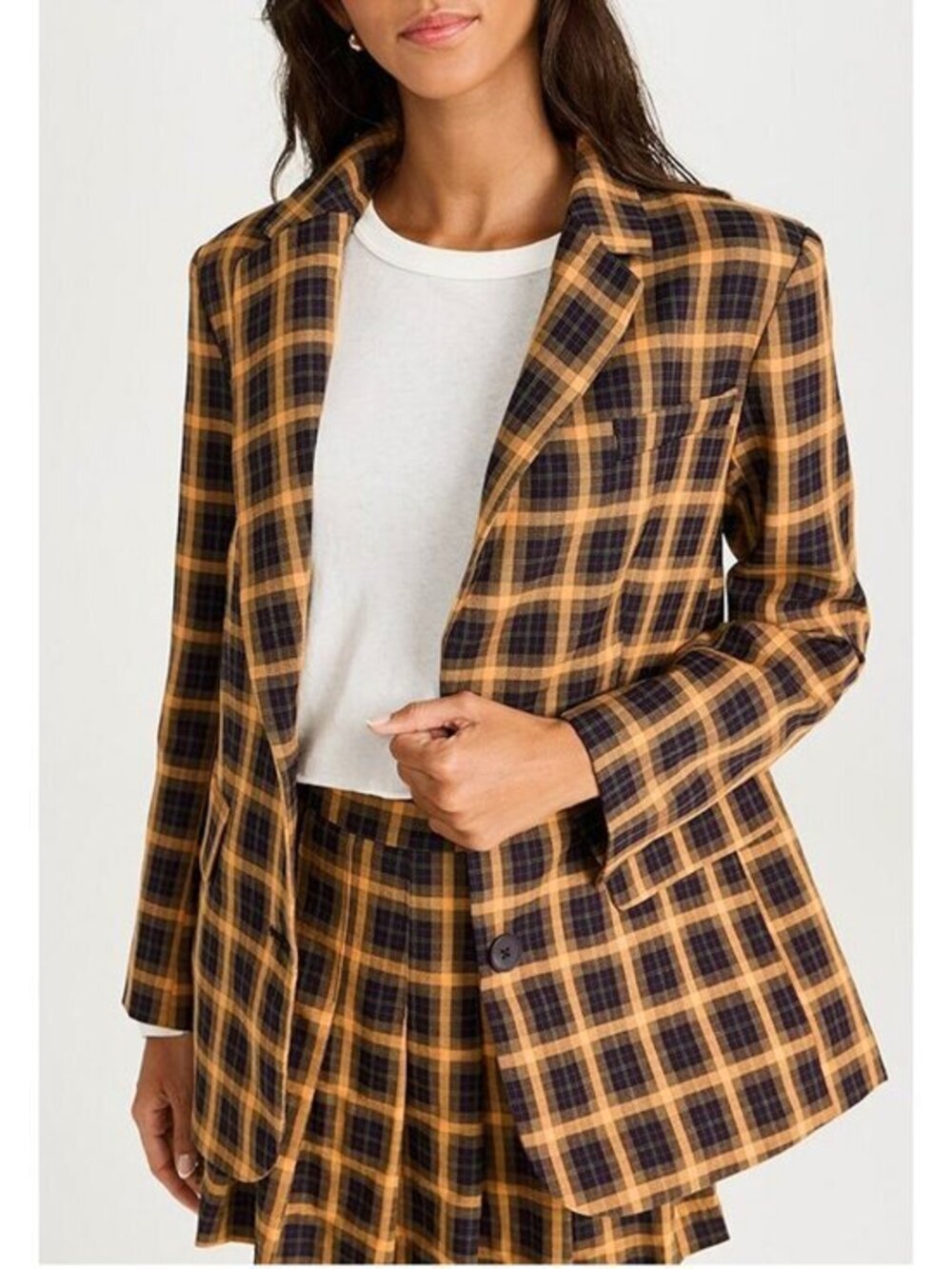 New English Factory Plaid Blazer XS $140